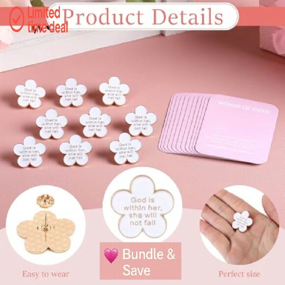 Faith Lapel Pin with Blessing Card, Zinc Alloy Enamel Brooch for Women - Picture 4 of 8